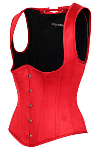 Corsé rojo de cintura alta con tirantes Underbust