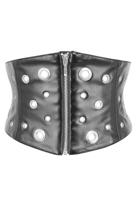 Cinturón de PVC negro mate inspirado en un corsé