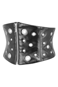 Cinturón de PVC negro mate inspirado en un corsé