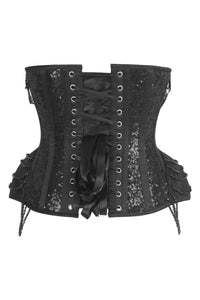 Elegant Gothic Black Sequin Corset with Beaded Chains