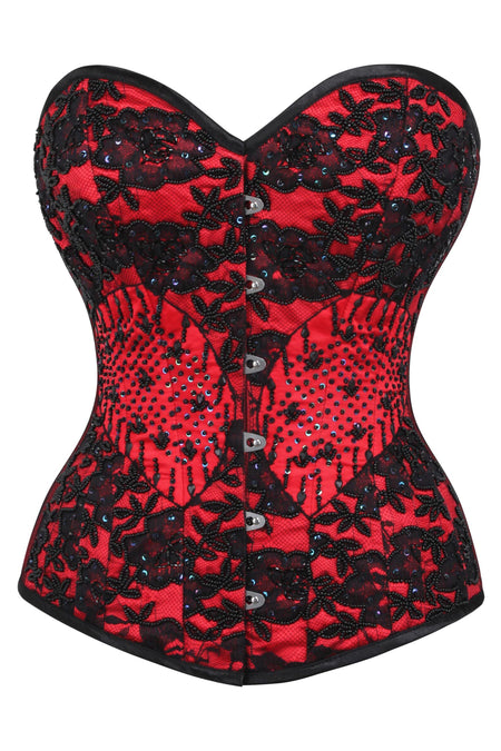 Precioso corsé rojo de alta costura