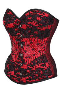 Precioso corsé rojo de alta costura