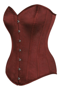 Busto largo de satén burdeos Instant Shape Overbust