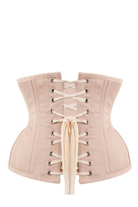 Corset Story EXP007 Underbust Waist Trainer In Pinky Beige Cotton Twill- Curved Hem And Hip Panels