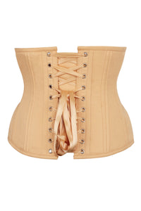 Faja de cintura Underbust en sarga de algodón beige - dobladillo curvado y paneles en la cadera