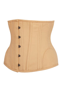 Faja de cintura Underbust en sarga de algodón beige - dobladillo curvado y paneles en la cadera