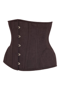 Faja reductora en sarga de algodón espresso - dobladillo curvado y paneles en cadera Underbust