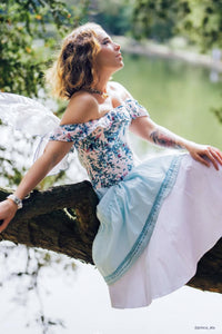 Top corsé de algodón con hombros fríos Birds Of Paradise