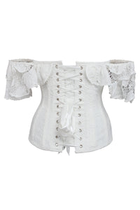 Top corsé sobre pecho de encaje blanco Overbust