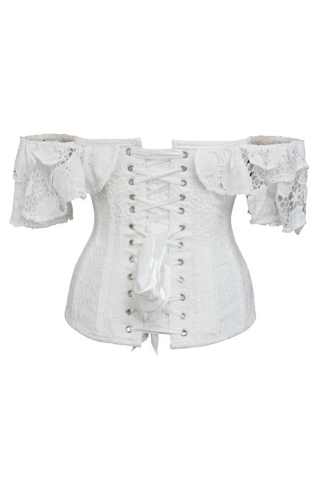 Top corsé sobre pecho de encaje blanco Overbust