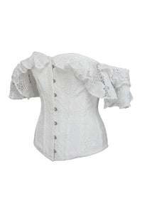 Top corsé sobre pecho de encaje blanco Overbust