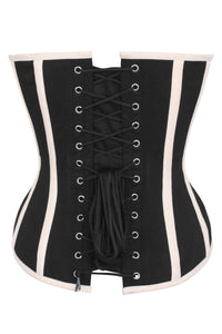 Corsé de una capa negro y beige Overbust