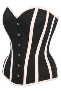 Corsé de una capa negro y beige Overbust
