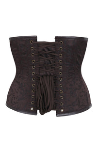 Corse marrón brocado steampunk bajo el pecho Underbust