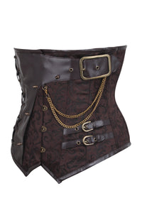 Corse marrón brocado steampunk bajo el pecho Underbust
