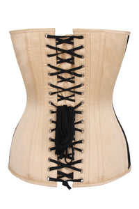 Corsé largo de malla beige para domar la cintura Overbust