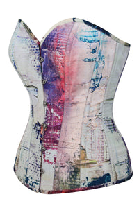 Corset Story MY-632 Vibrant Purple and Cream Snakeprint Overbust Corset