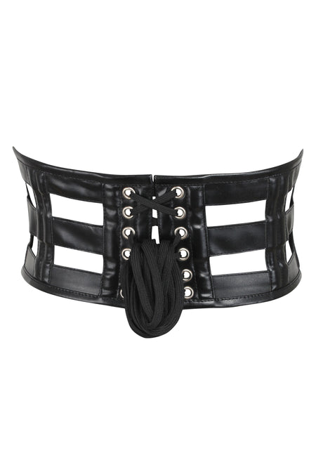 Cinturón de PVC negro tipo jaula