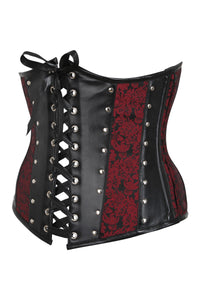 Brocado rojo y peto de PVC con cierre delantero y trasero Underbust