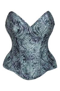 Corsé sobre pecho estampado azul con mangas desmontables Overbust