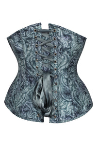 Corsé sobre pecho estampado azul con mangas desmontables Overbust