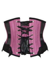 Corsé rosa con paneles de malla negra Underbust