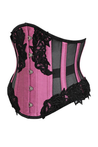 Corsé rosa con paneles de malla negra Underbust