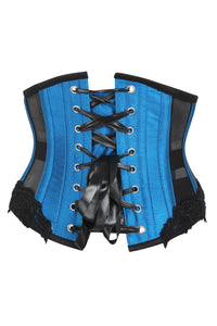 Corsé azul con paneles de malla negros Underbust