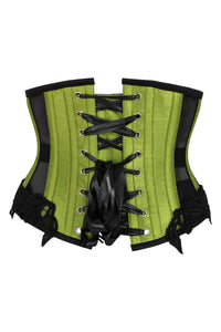 Corsé verde con paneles de malla negra Underbust