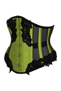 Corsé verde con paneles de malla negra Underbust