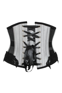 Corsé plateado con paneles de malla negra Underbust