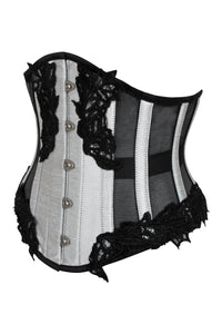 Corsé plateado con paneles de malla negra Underbust