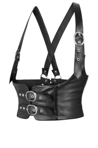 Arnés negro de piel sintética inspirado en un corsé Underbust