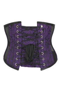 Corsé bajo pecho brocado púrpura con paneles de malla Underbust