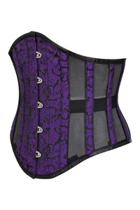 Corsé bajo pecho brocado púrpura con paneles de malla Underbust