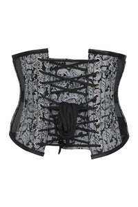 Corsé bajo pecho brocado plateado con paneles de malla Underbust