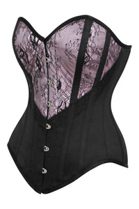 Corsé lencero rosa y negro Overbust