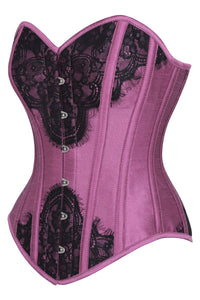 Sobrecintura rosa con encaje negro Overbust