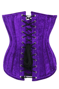 Corsé de terciopelo morado con escote redondo Overbust