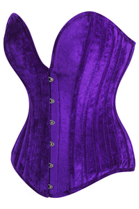 Corsé de terciopelo morado con escote redondo Overbust