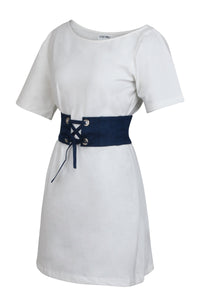 Cinturón estilo corsé de chambray azul violeta