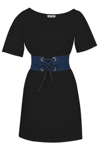 Cinturón estilo corsé de chambray azul violeta