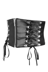 Cinturón corsé de PVC con detalles de lazada de corsé