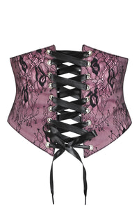 Cinturón corsé de encaje rosa y negro