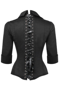 Corset Story SST025 Black Cotton Corset Shirt