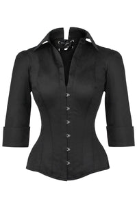 Corset Story SST025 Black Cotton Corset Shirt