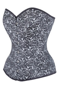 Corse plateado brocado experto cintura entrenamiento corset Overbust