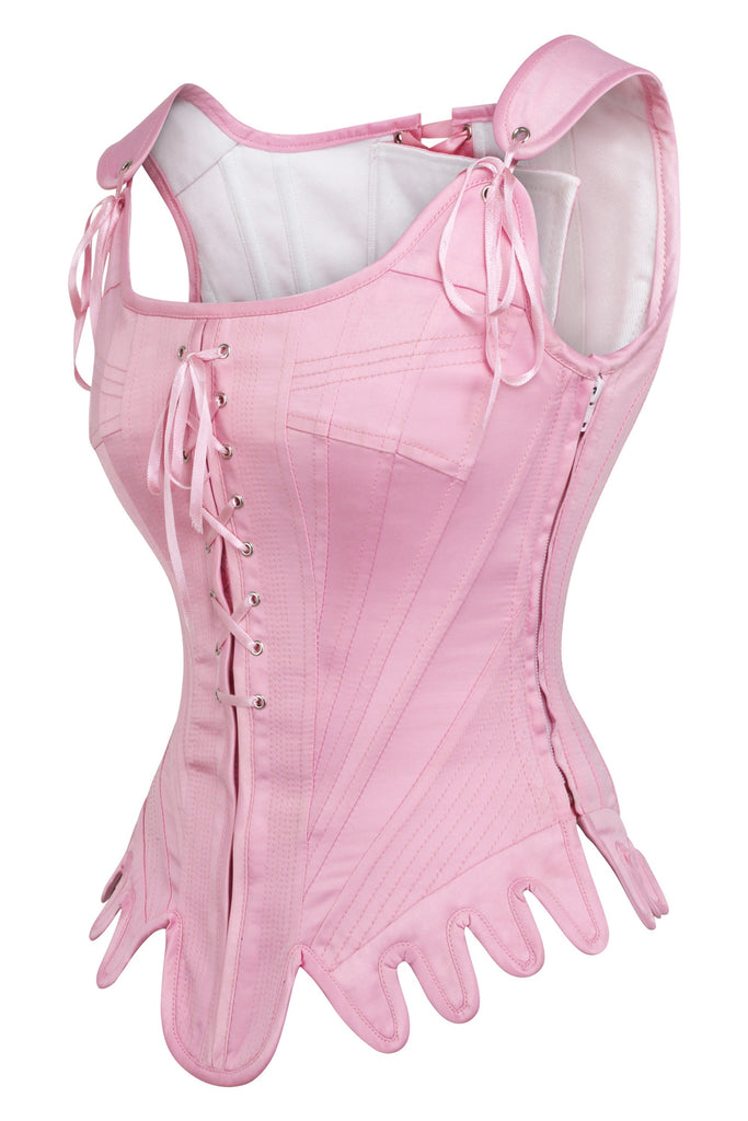 Upmecano Light Baby Pink Satin Brocade Overbust Corset main image 1