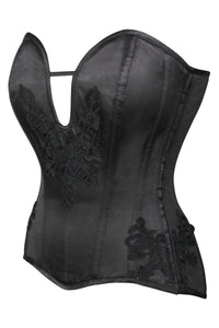 Corset Story WTS947 Black Satin Lace Applique Overbust Corset