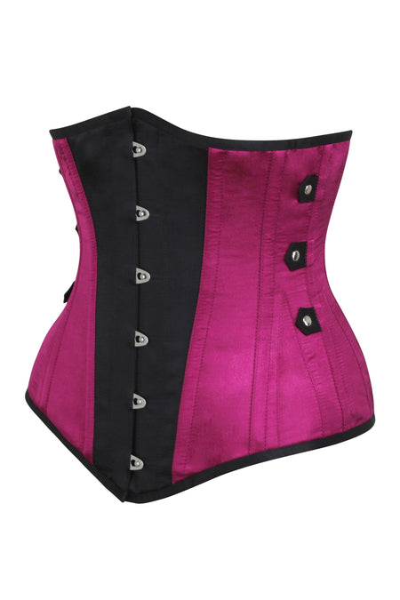 Corsario Steampunk Negro y Rosa con Lengüetas Laterales Underbust